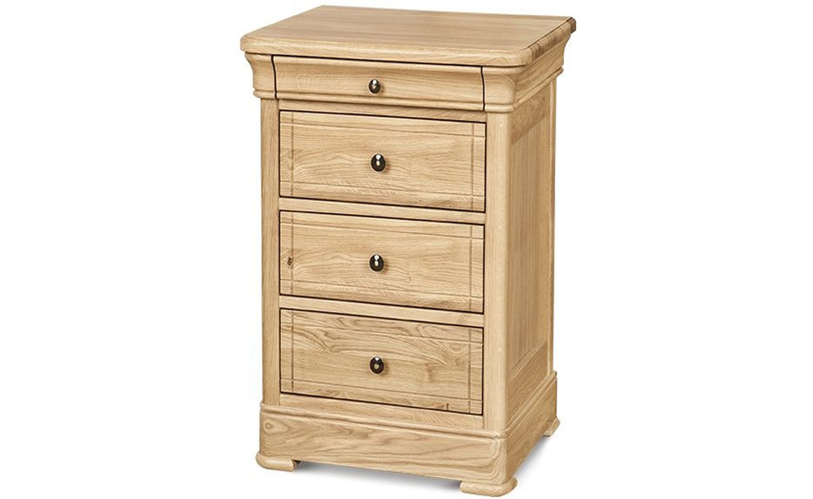 Lancaster Solid Oak 4 Drawer Compact Bedside Cabinet