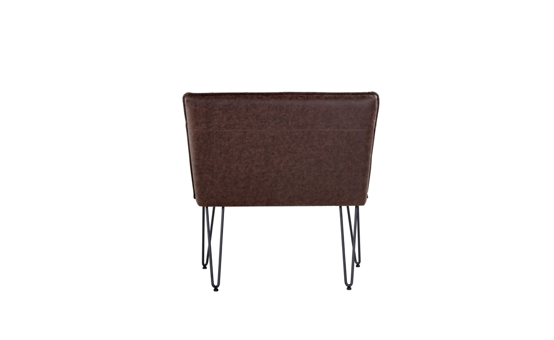 Cleo Small Brown Studded Back Bench Seat With Hairpin Legs, PU Fabric