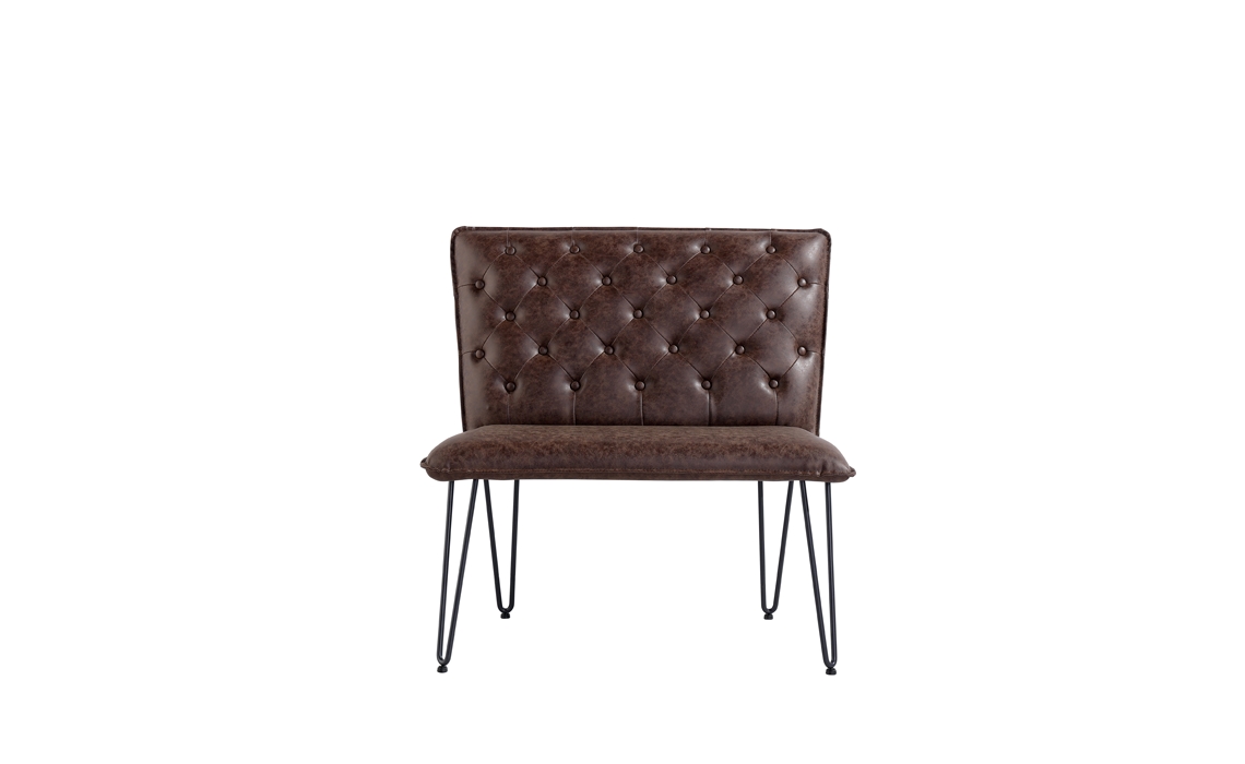 Cleo Small Brown Studded Back Bench Seat With Hairpin Legs