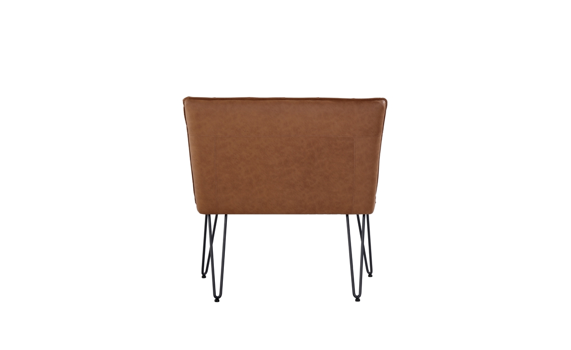 Cleo Small Tan Studded Back Bench Seat With Hairpin Legs