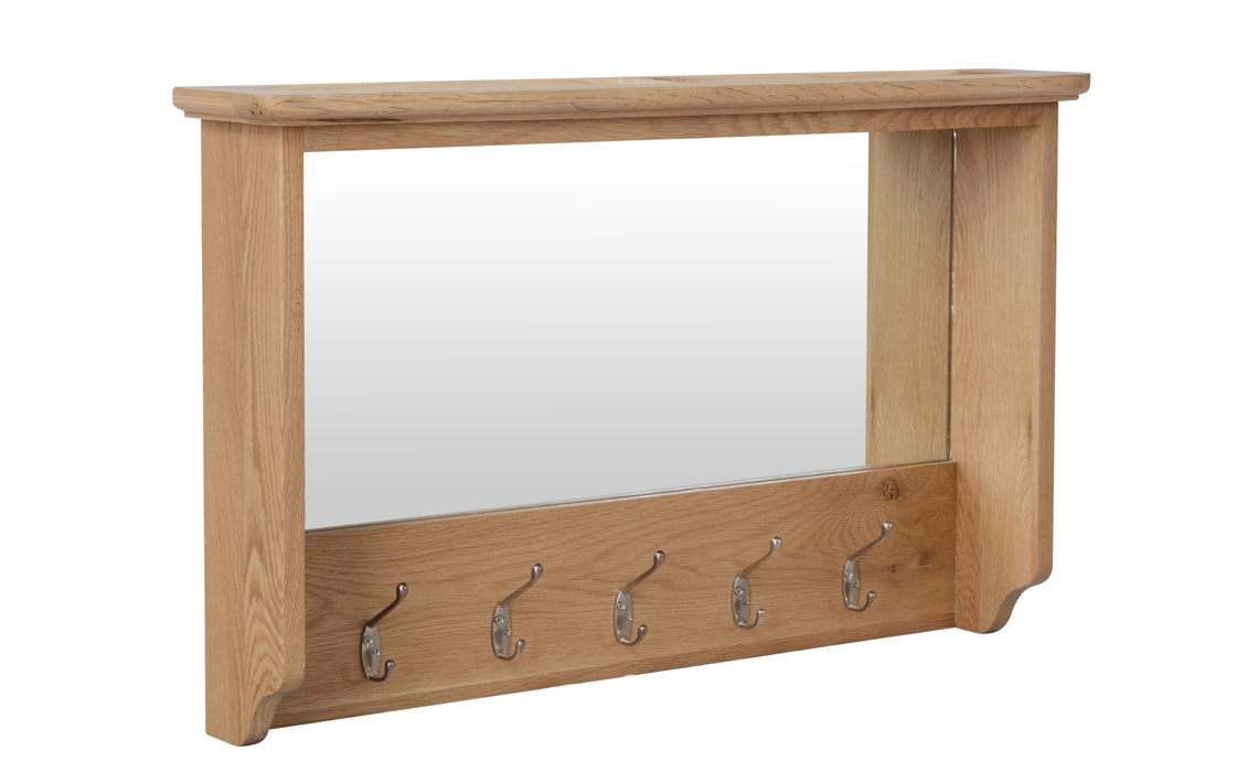 Columbus Oak Hall Mirror With Coat Hooks