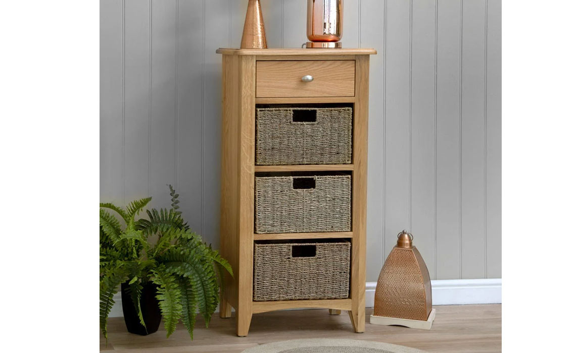Columbus Oak 1 Drawer 3 Basket Unit