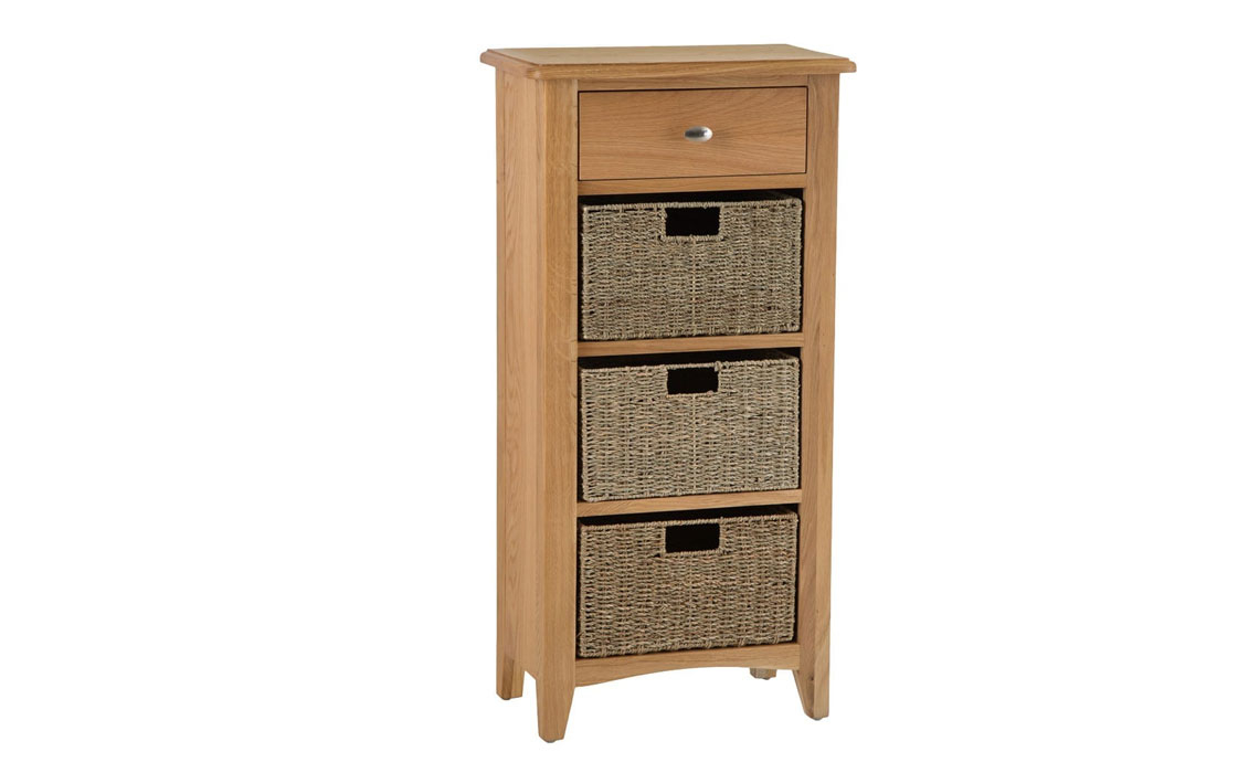 Columbus Oak 1 Drawer 3 Basket Unit