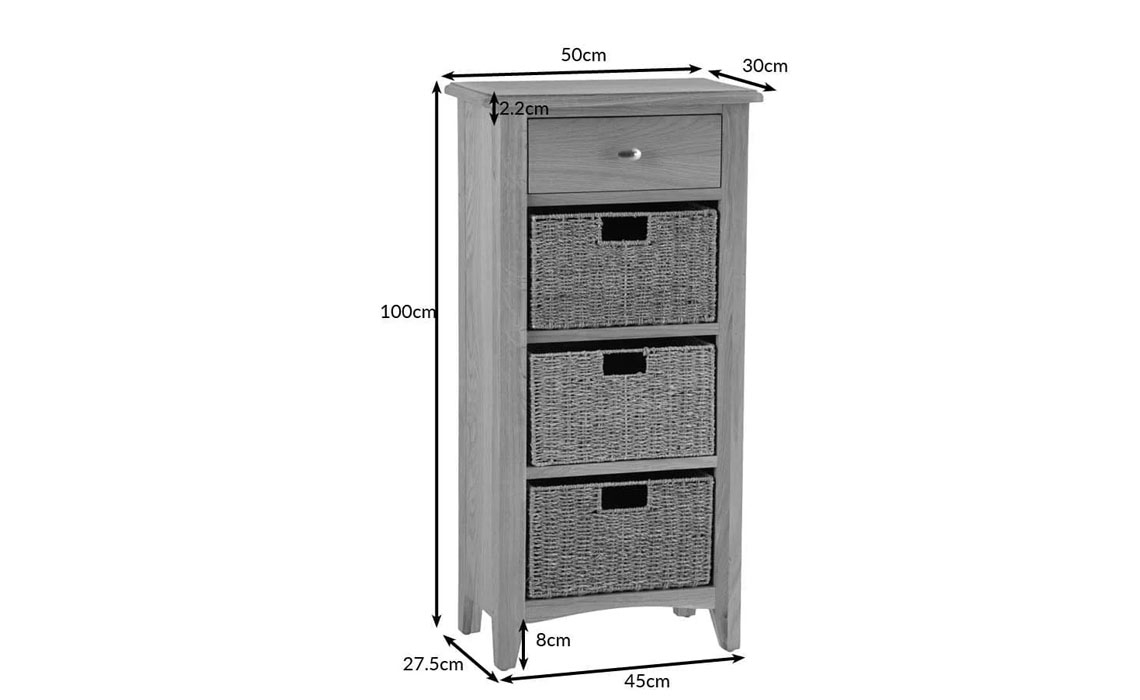 Columbus Oak 1 Drawer 3 Basket Unit