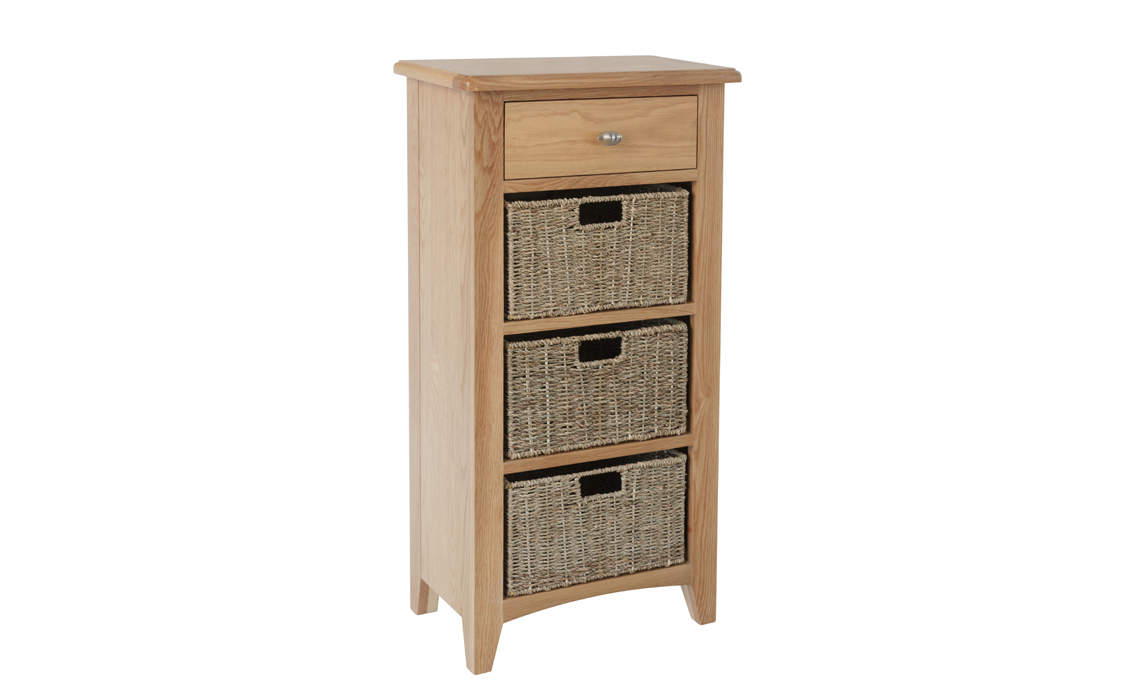 Columbus Oak 1 Drawer 3 Basket Unit