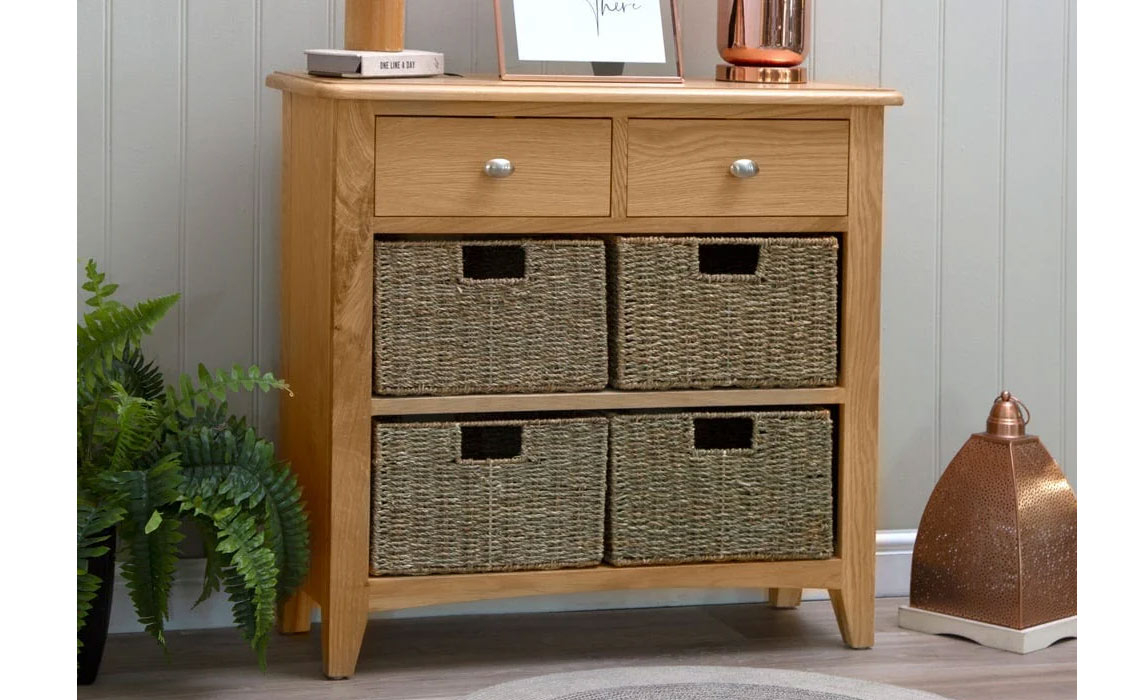 Columbus Oak 2 Drawer 4 Basket Sideboard