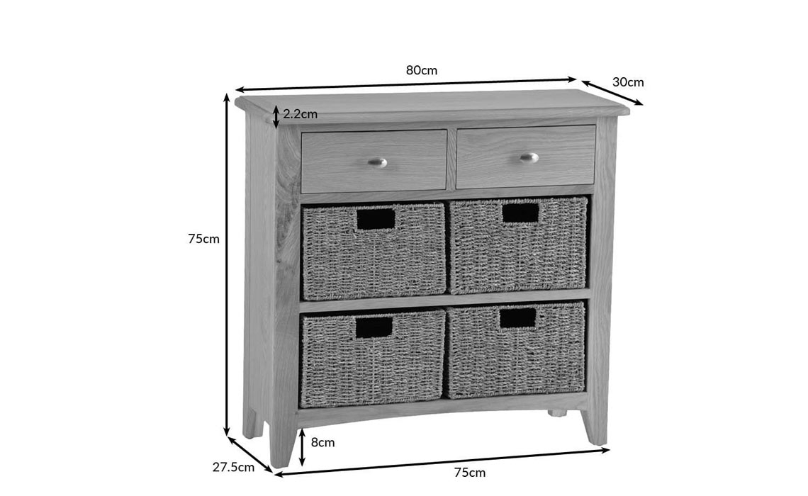 Columbus Oak 2 Drawer 4 Basket Sideboard