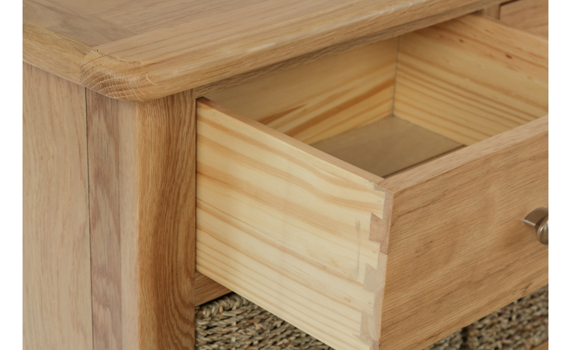 Columbus Oak 3 Drawer 6 Basket Sideboard