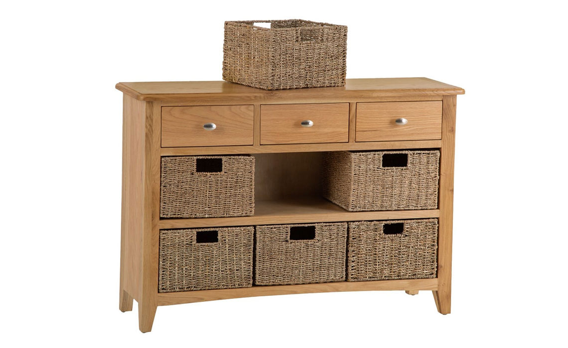 Columbus Oak 3 Drawer 6 Basket Sideboard