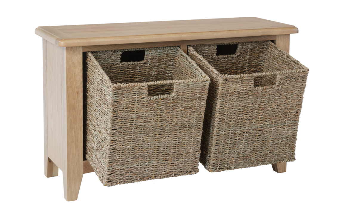 Columbus Oak Hall Bench With Baskets