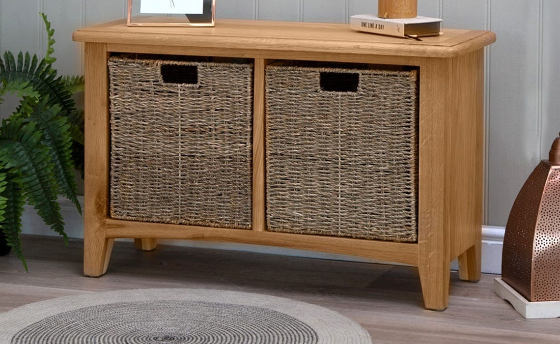 Columbus Oak Hall Bench With Baskets