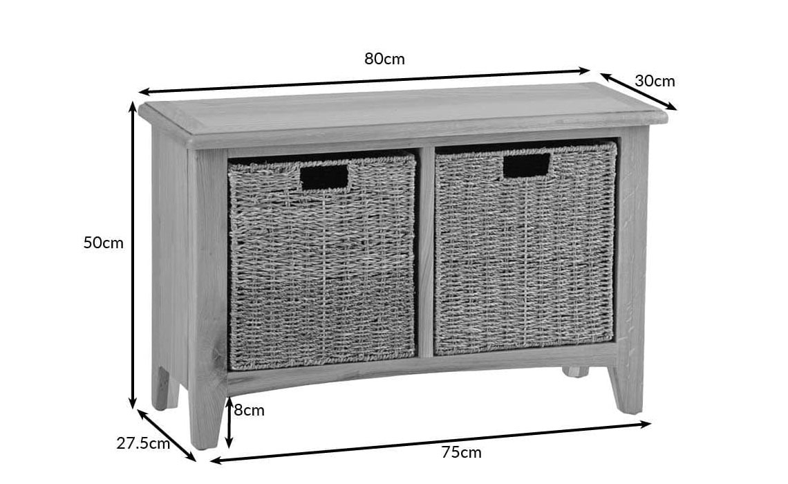 Columbus Oak Hall Bench With Baskets