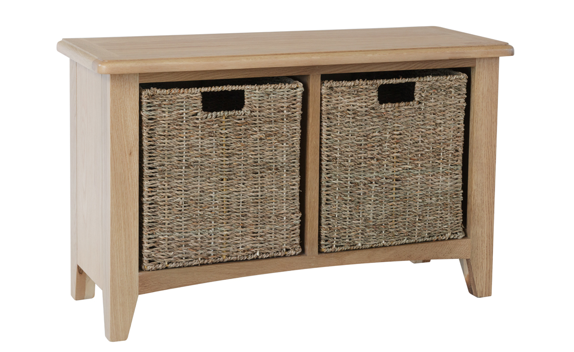 Columbus Oak Hall Bench With Baskets