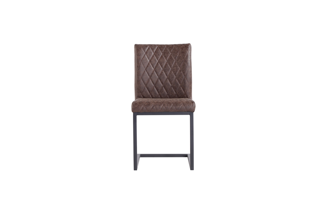 Diamond Stitch Tan Cantilever Dining Chair, Faux Leather & Coated Steel - Beds, Mattresses 
