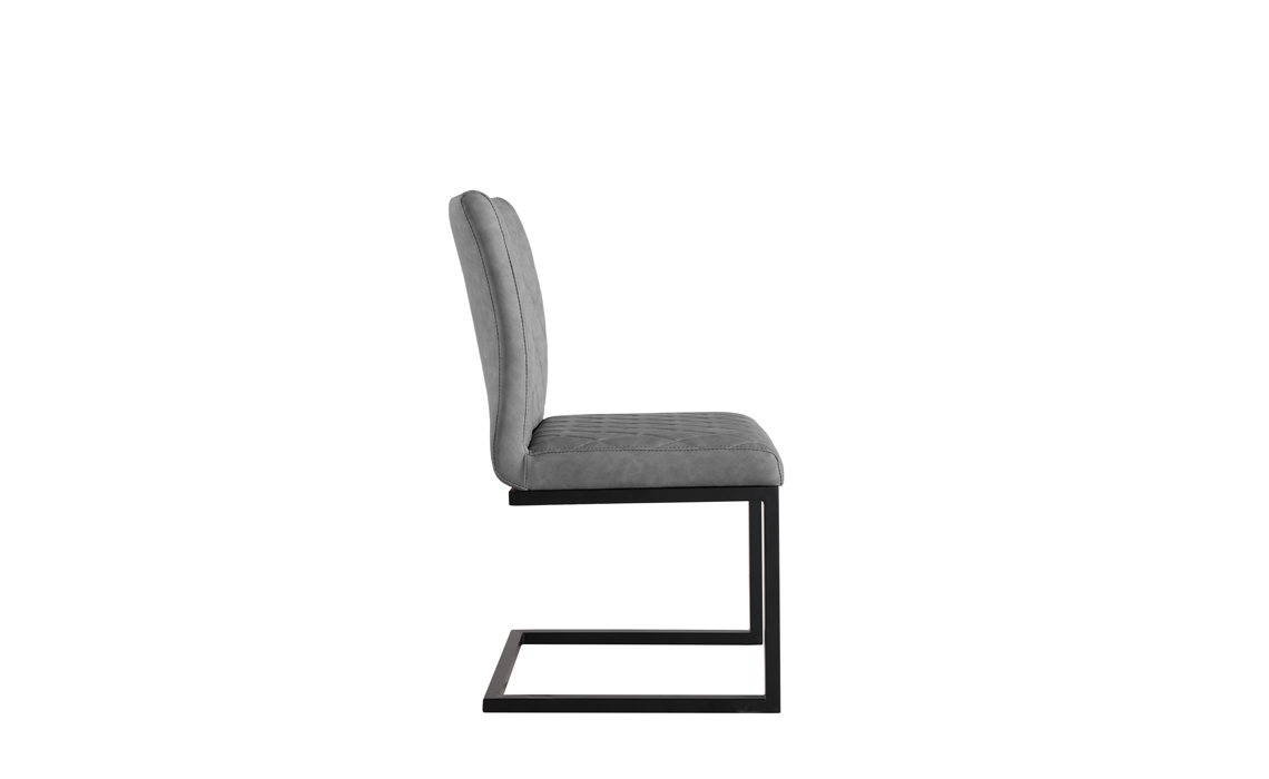 Diamond Stitch Grey Cantilever Dining Chair