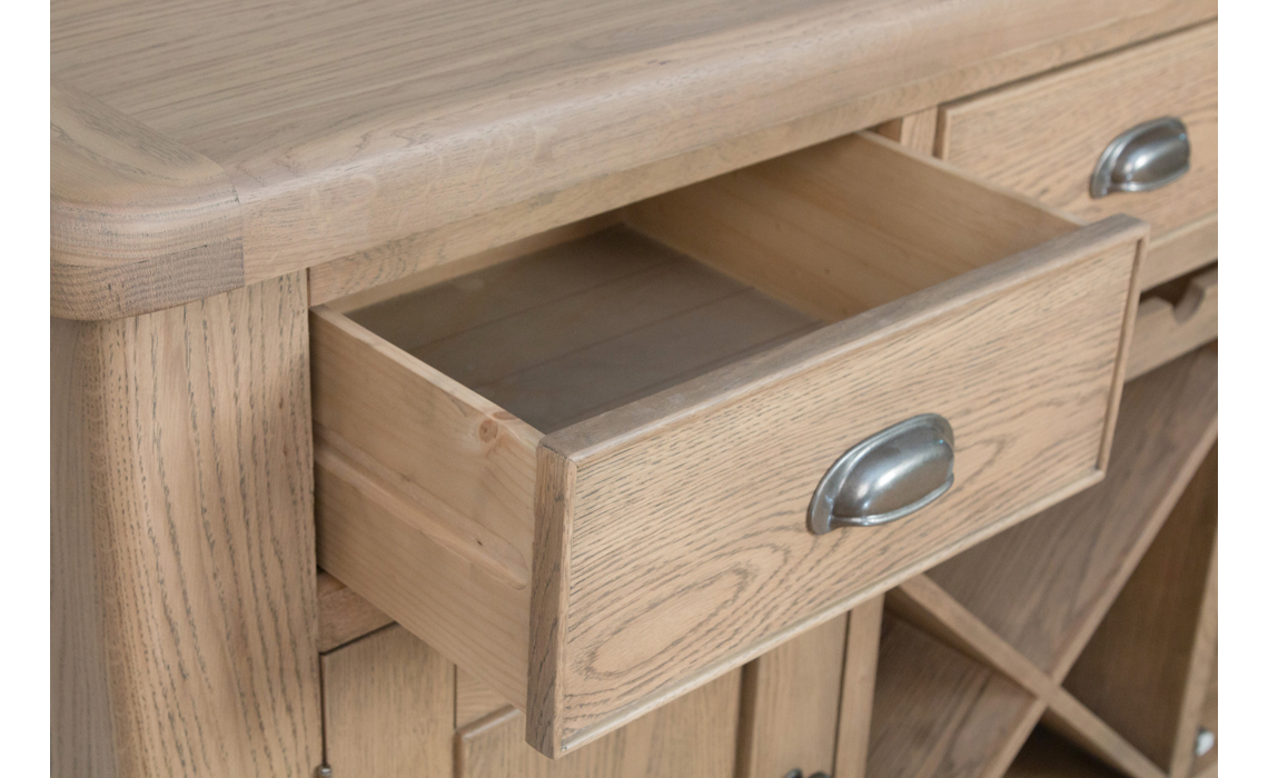 Ambassador Oak Large Sideboard With Wine Rack