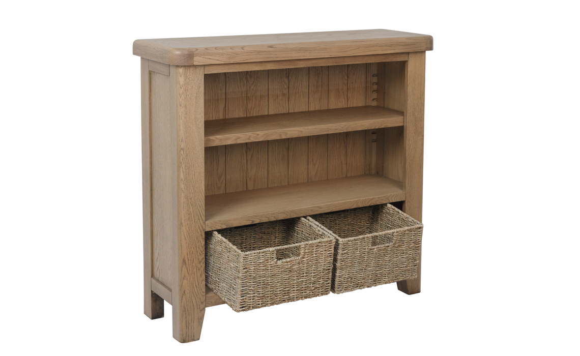 Ambassador Oak Small Bookcase With Baskets