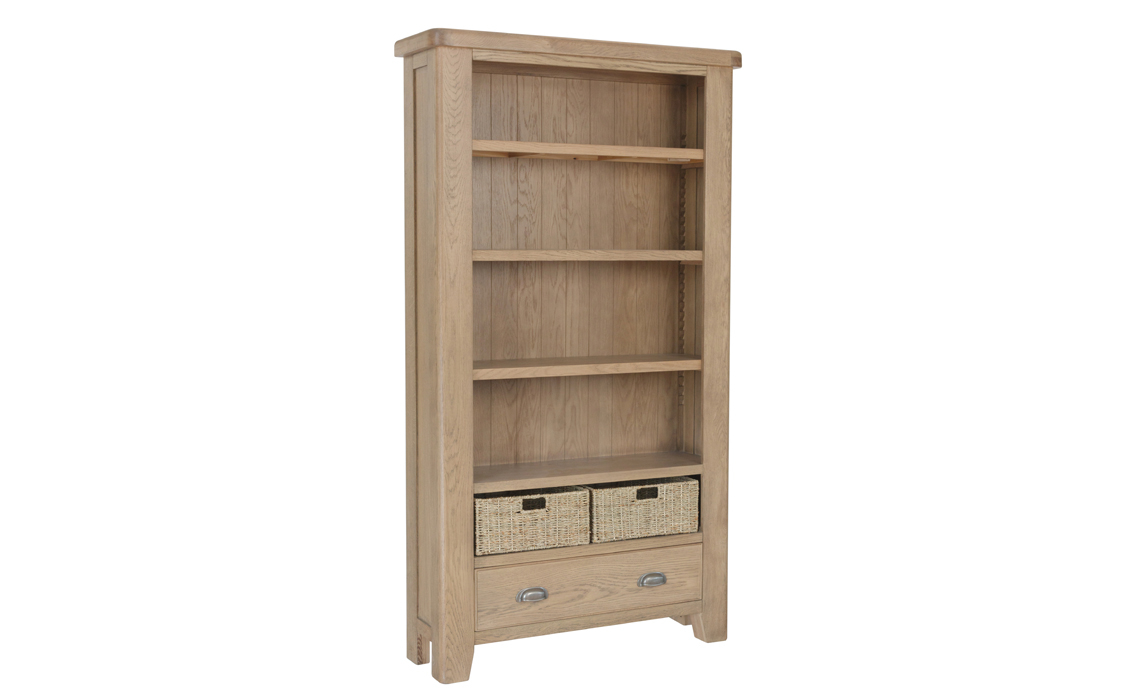 Ambassador Oak Large Bookcase With 1 Drawer & Baskets