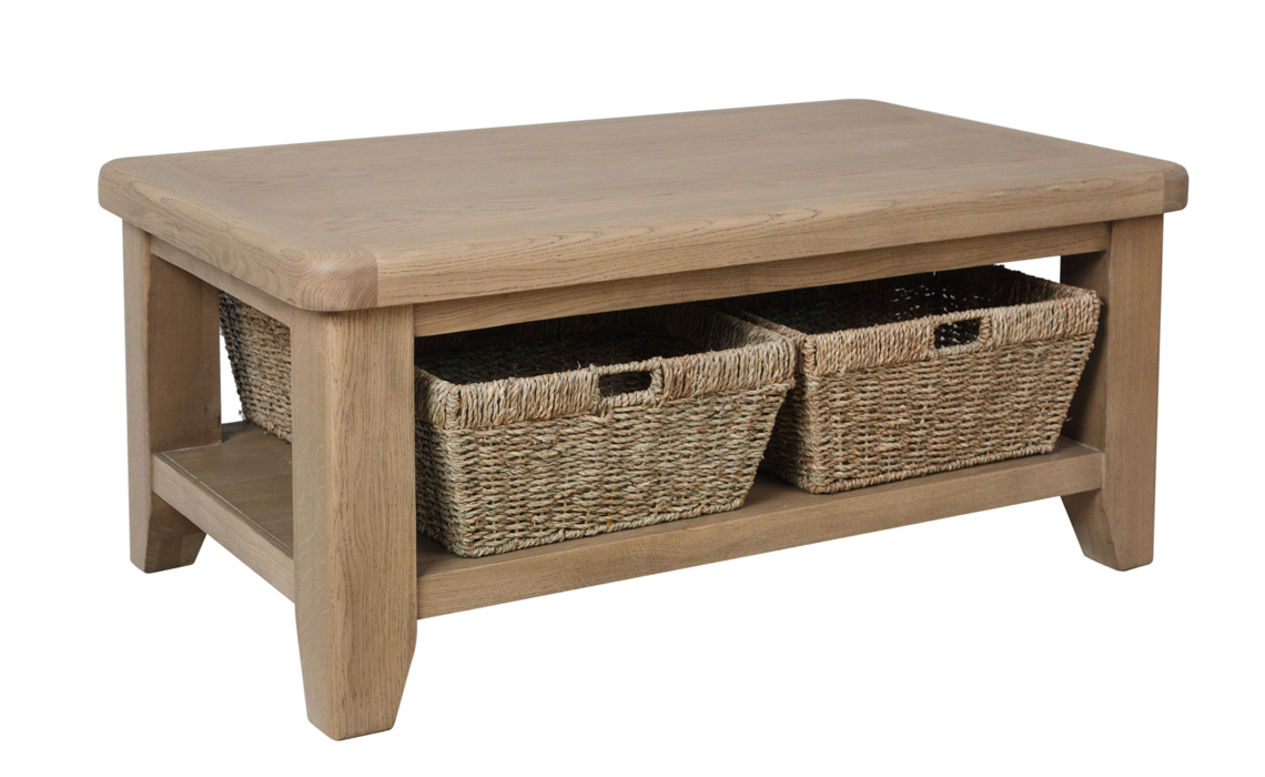 Ambassador Oak Coffee Table With Baskets