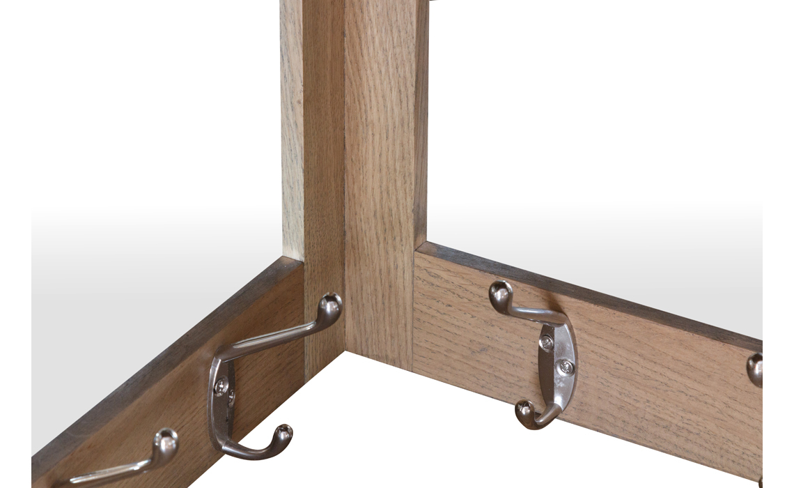 Ambassador Oak Corner Mirror With Coat Hooks