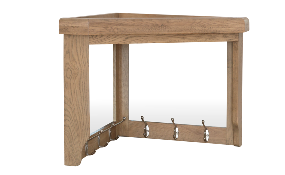 Ambassador Oak Corner Mirror With Coat Hooks