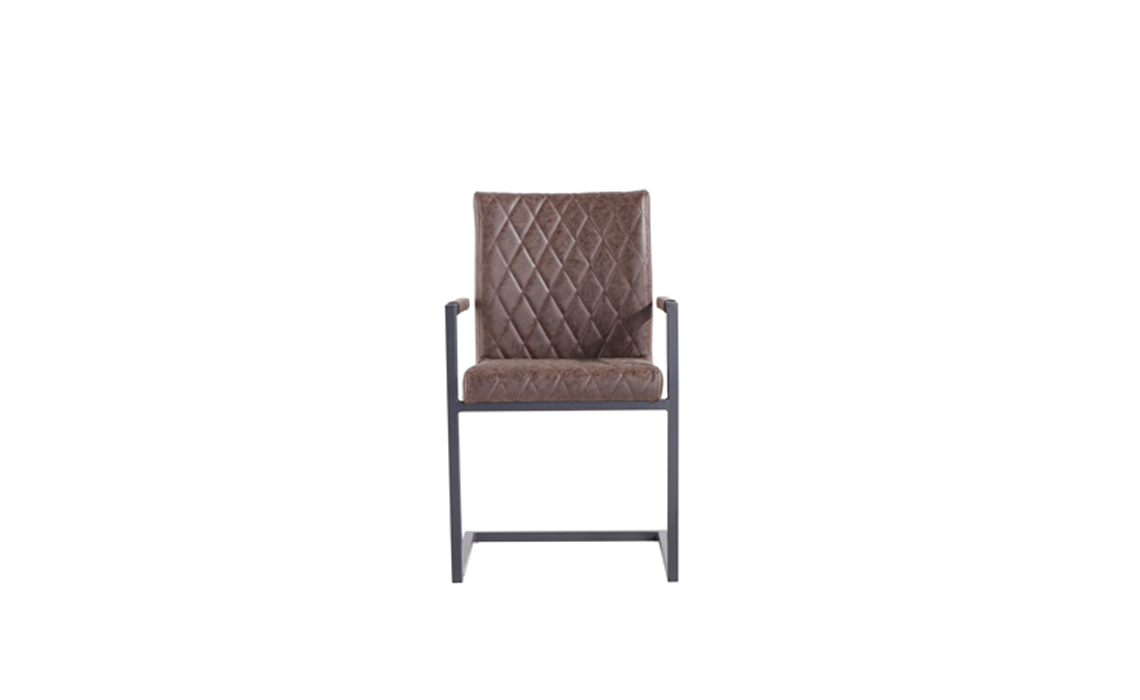 Diamond Stitch Brown Cantilever Carver Chair