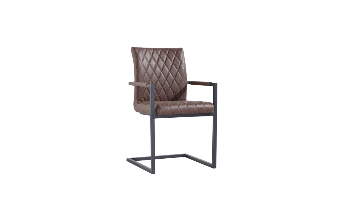 Diamond Stitch Brown Cantilever Carver Chair