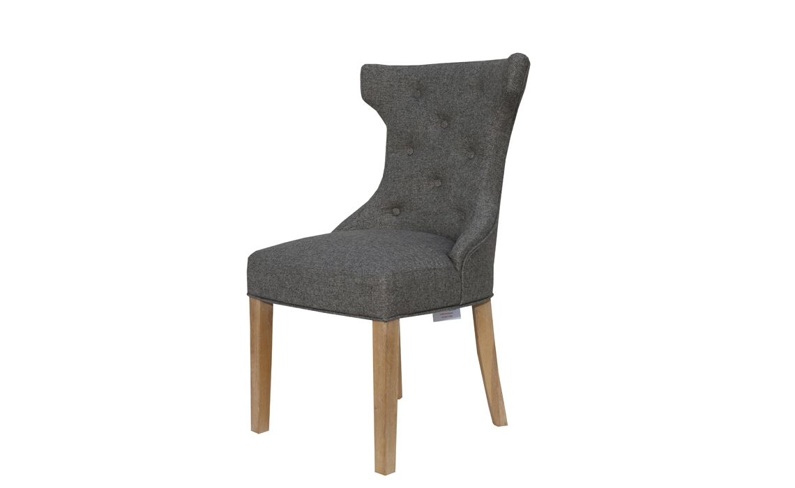 Grace Dark Grey Upholstered Dining Chair, Light Oak leg with