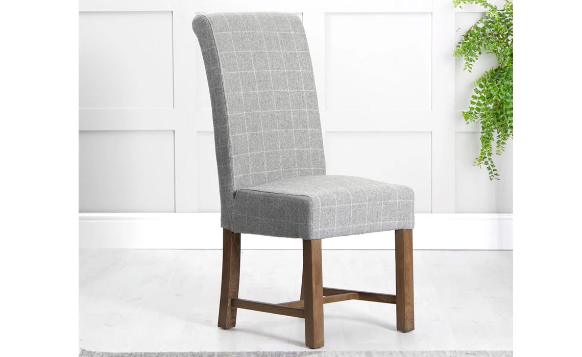 Ambassador Oak Fabric Dining Chair - Grey