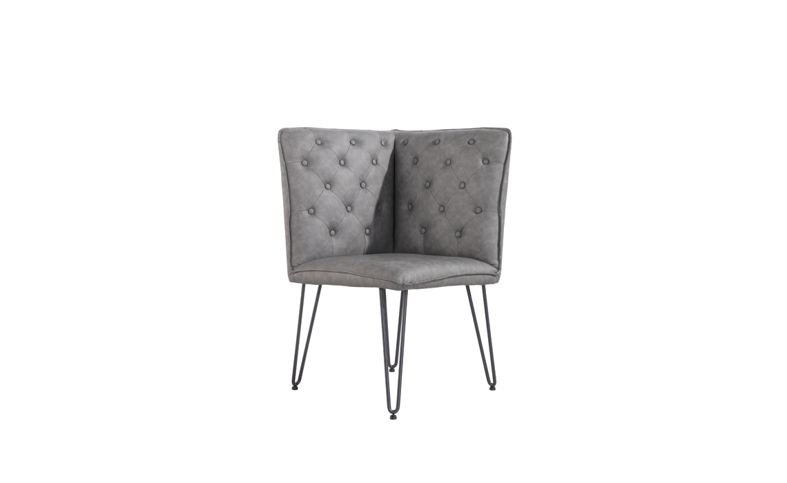 Cleo Grey Corner Studded Back Bench Seat With Hairpin Legs
