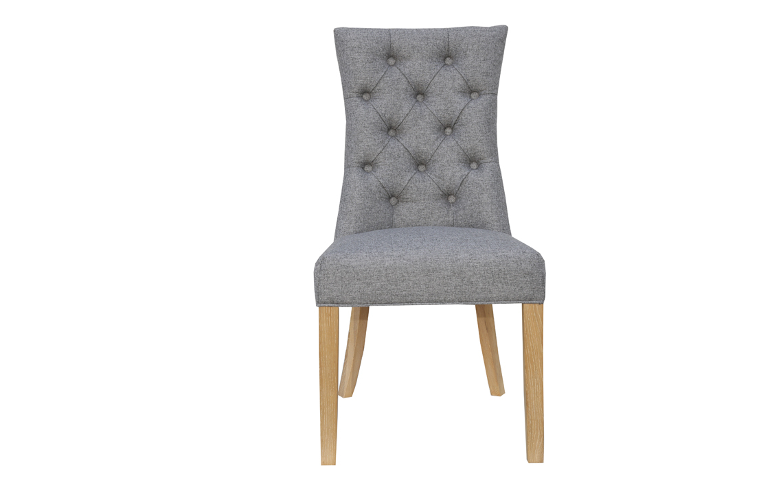 Phoebe Buttoned Dining Chair - Light Grey