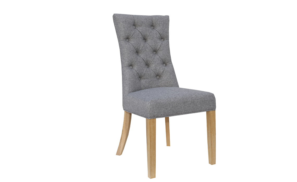 Phoebe Buttoned Dining Chair - Light Grey