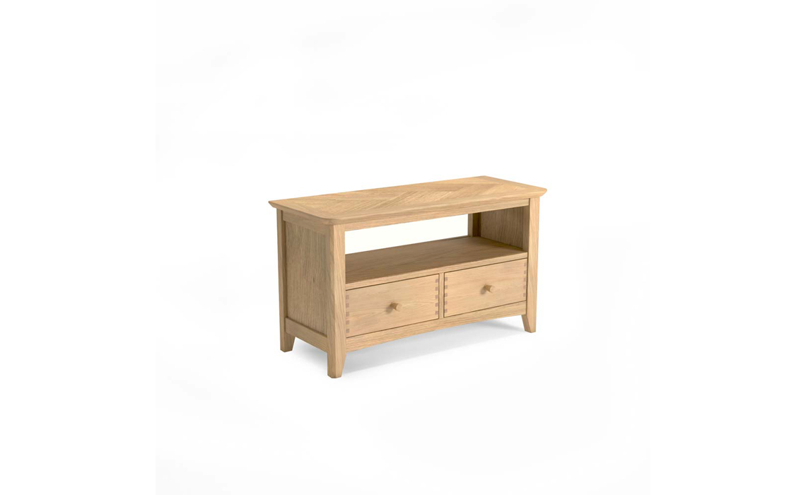 Carnaby Oak TV Unit With 2 Drawers