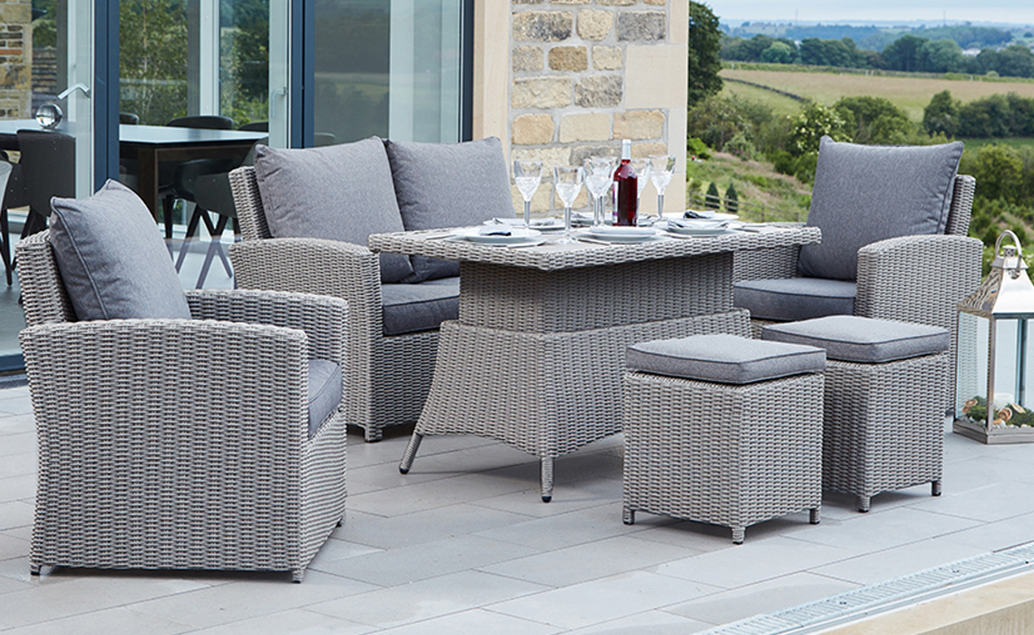 Tobago Slate Grey 2 Seater Relaxed Dining Set with Ceramic Top