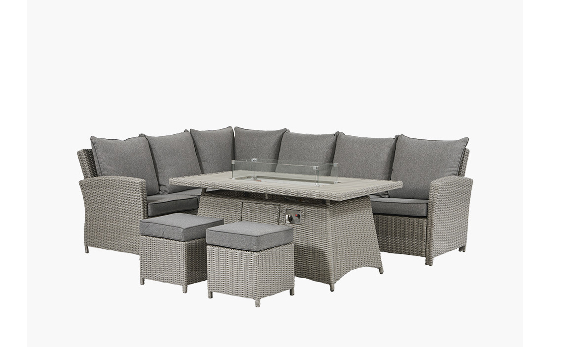 Tobago Slate Grey Dining Corner Set with Ceramic Top and Fire Pit