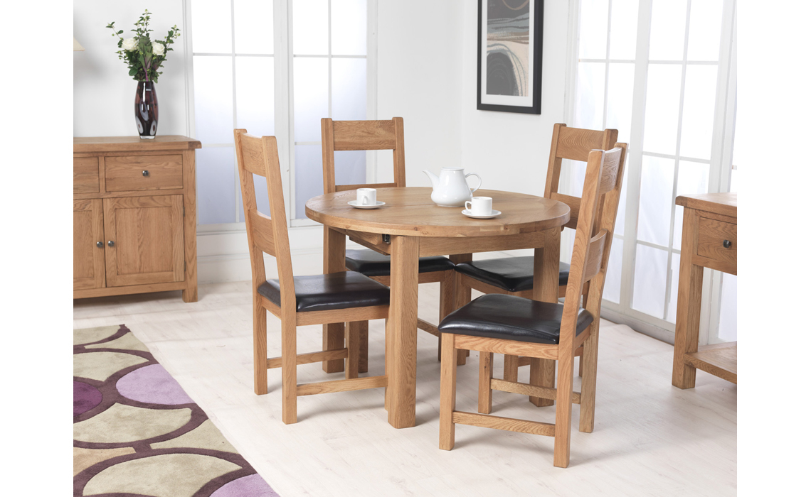 Hamilton Oak 107-145cm Extending Round Dining Table