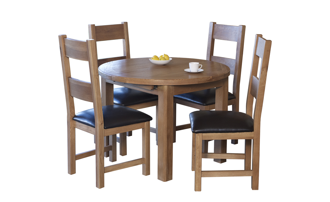 Hamilton Oak 107-145cm Extending Round Dining Table