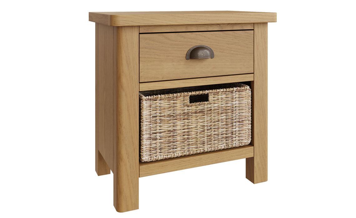 Woodbridge Oak 1 Drawer 1 Basket Lamp Table	