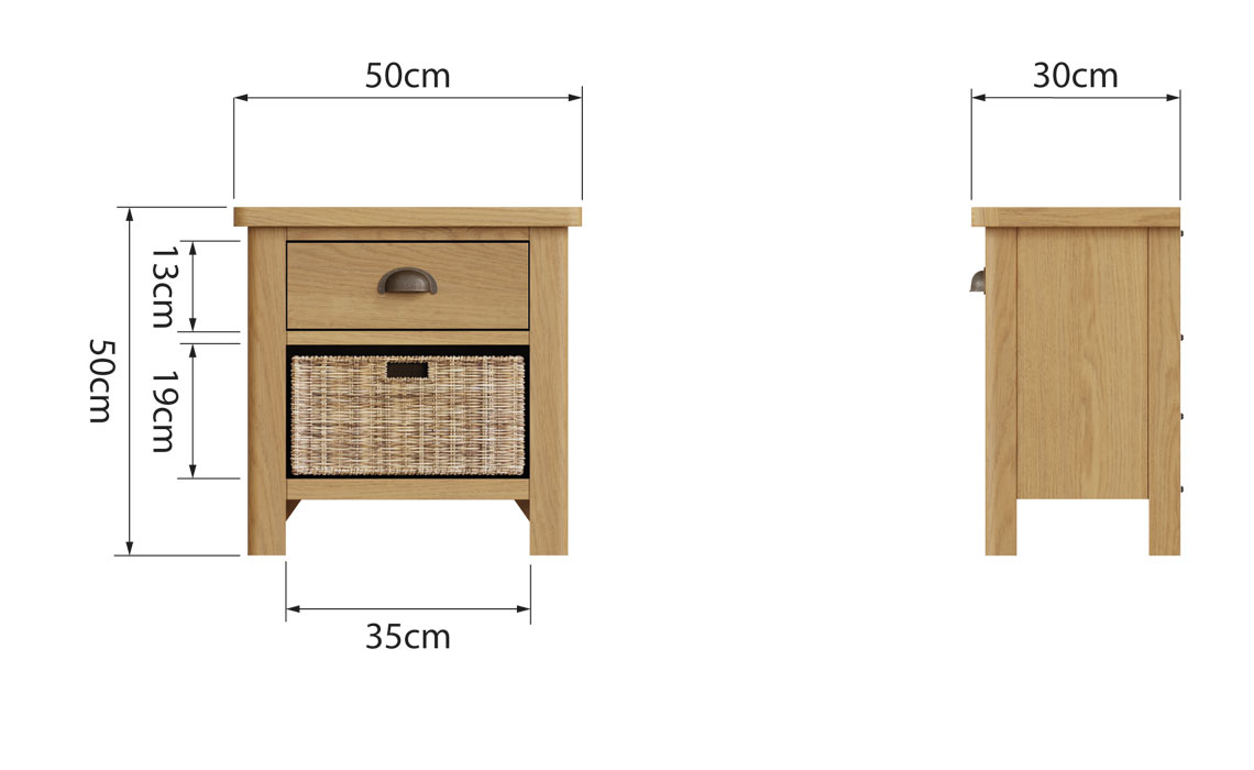 Woodbridge Oak 1 Drawer 1 Basket Lamp Table	