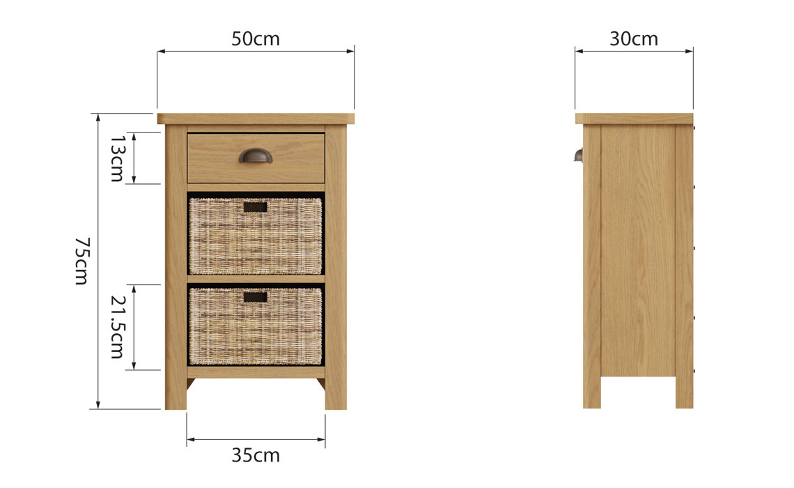 Woodbridge Oak 1 Drawer 2 Basket Cabinet