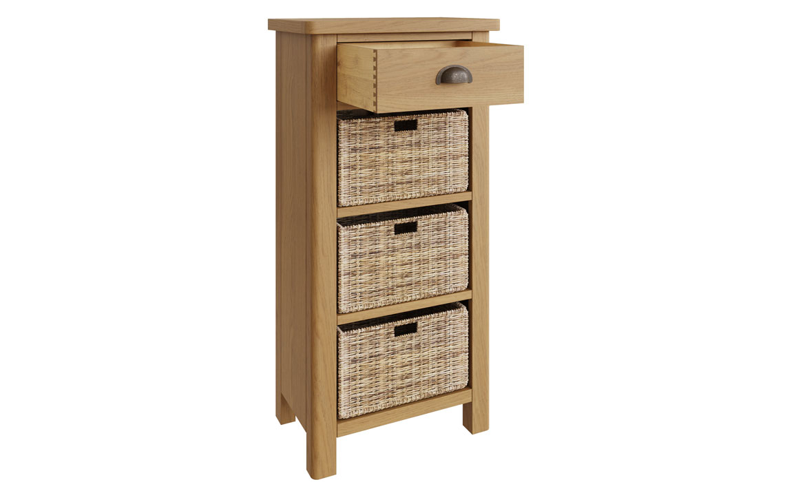 Woodbridge Oak 1 Drawer 3 Basket Cabinet