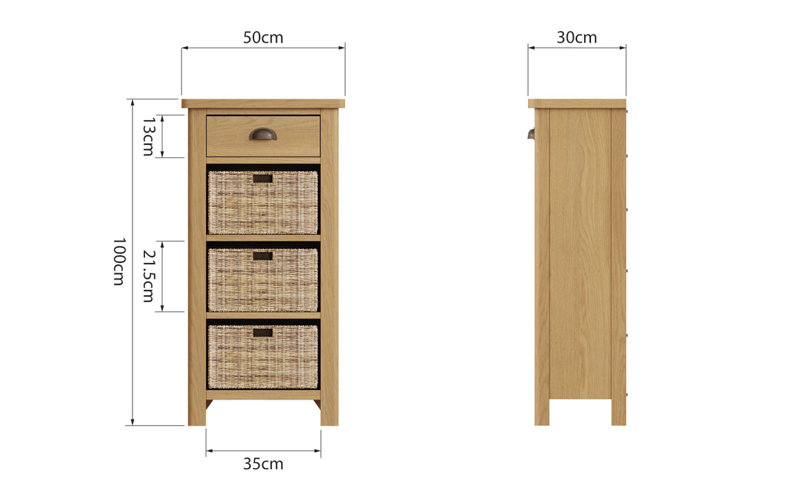 Woodbridge Oak 1 Drawer 3 Basket Cabinet