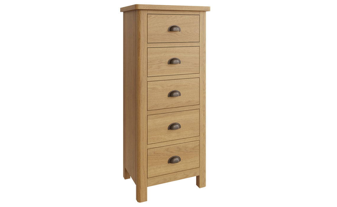 Woodbridge Oak 5 Drawer Wellington