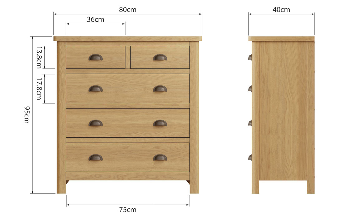 Woodbridge Oak 2 Over 3 Chest Of Drawers