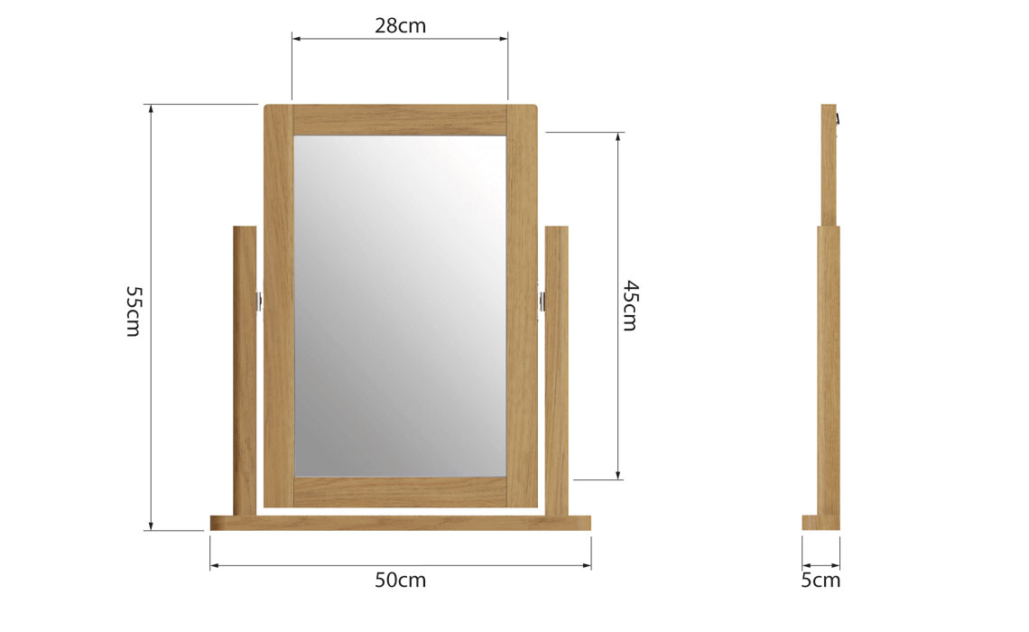 Woodbridge Oak Dressing Table Trinket Mirror
