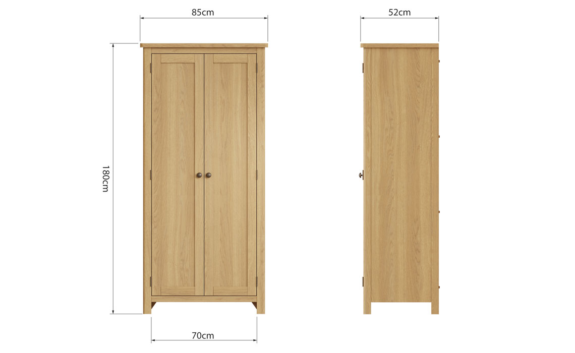 Woodbridge Oak 2 Door Full Hanging Wardrobe