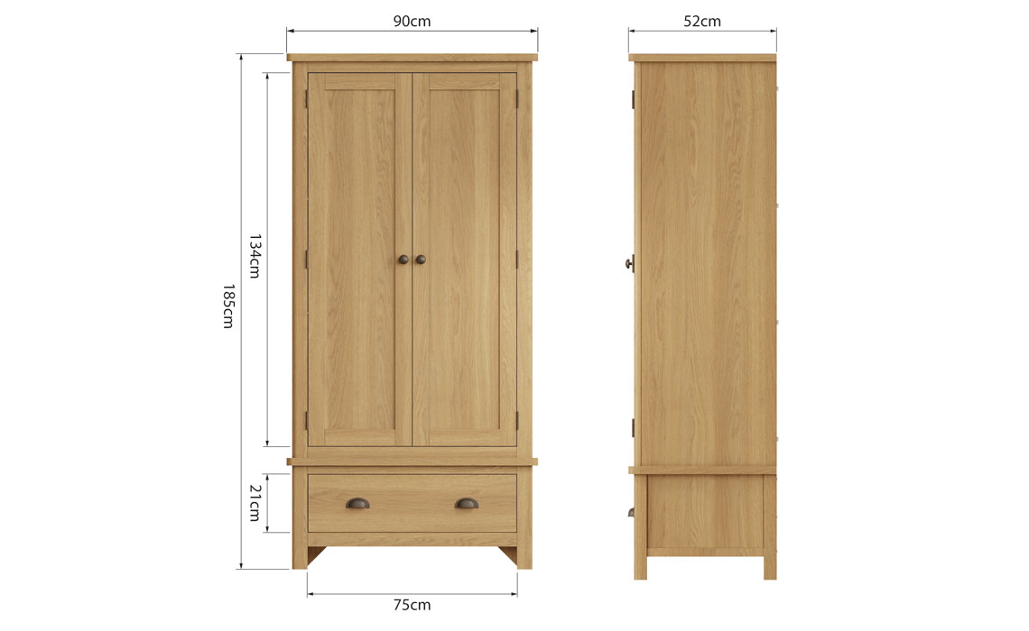 Woodbridge Oak 2 Door Gents Wardrobe