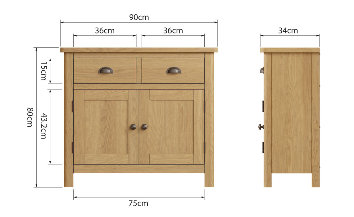 Woodbridge Oak 2 Door 2 Drawer Sideboard