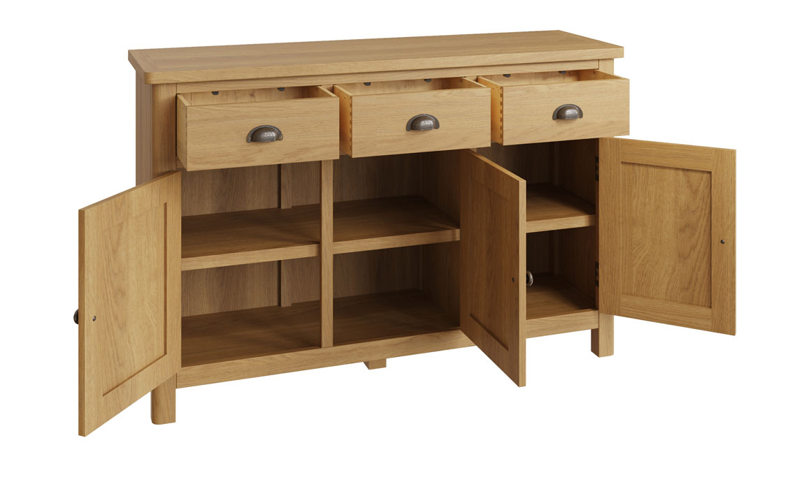 Woodbridge Oak 3 Door 3 Drawer Sideboard