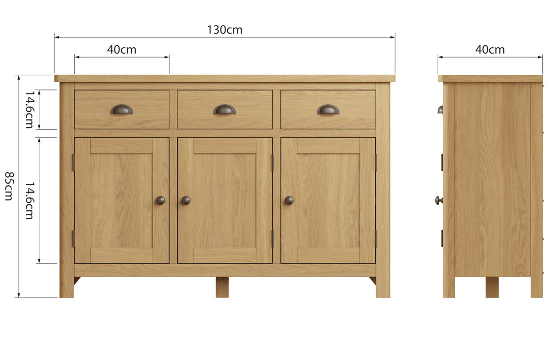 Woodbridge Oak 3 Door 3 Drawer Sideboard